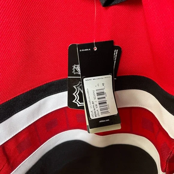 New Adidas Carolina Hurricanes Size 46 NHL Authentic Jersey Red Black Climalite - Picture 9 of 9